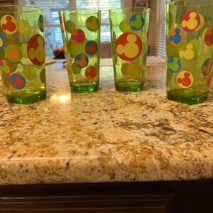 4 Disney Acrylic Glasses. Never used.